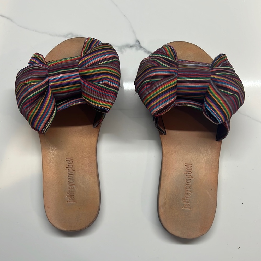 🌈Jeffrey Campbell rainbow bow sandals